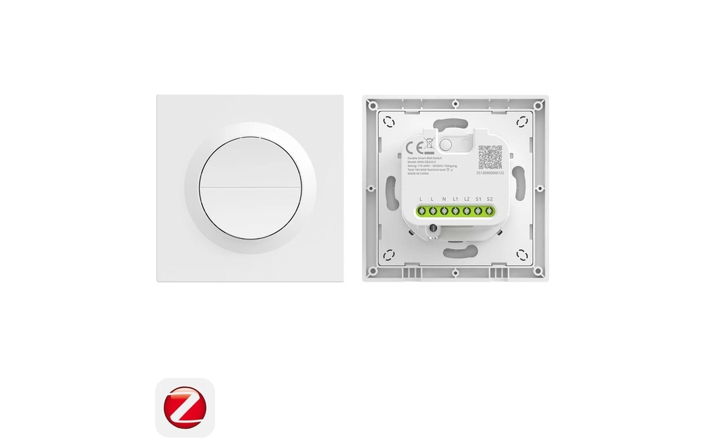 SONOFF MINI-ZB2GS-E Interrupteur mural Deux canaux en plastique blanc