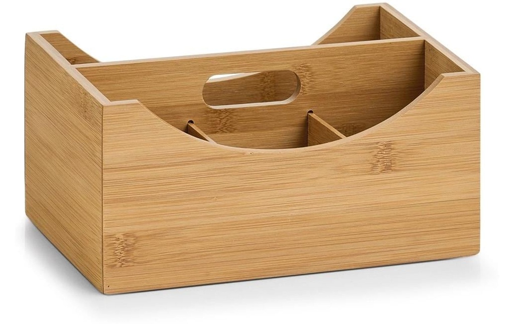 Zeller Present Boîte de rangement Bamboo avec poignée Brun