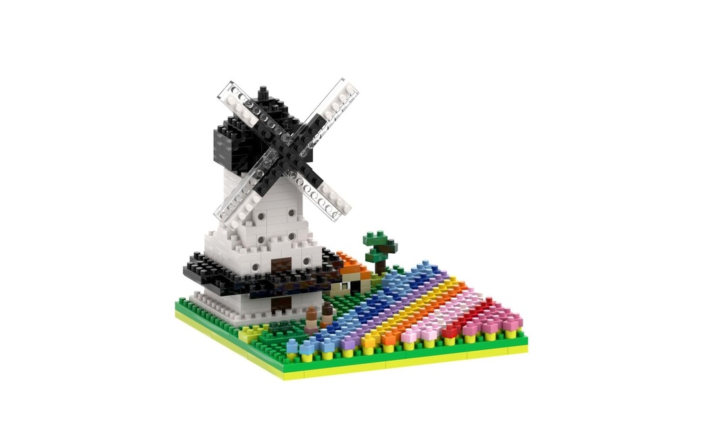 BRIXIES Modèle construction Moulin à vent avec tulipes de 490 briques
