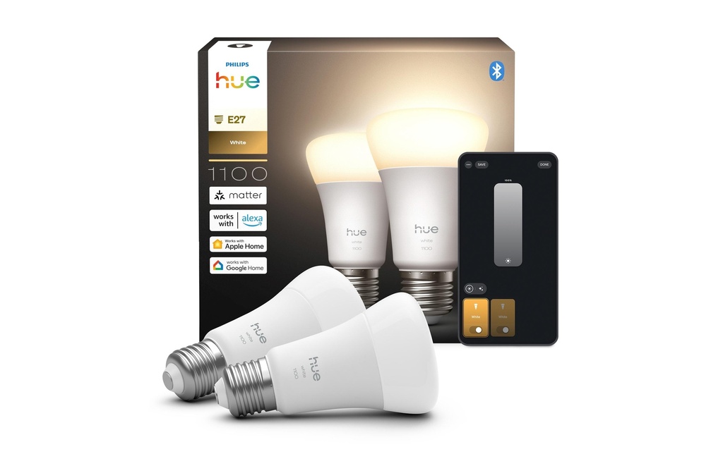 Philips Hue Ampoules White E27 pack double 2 x 1100 lm