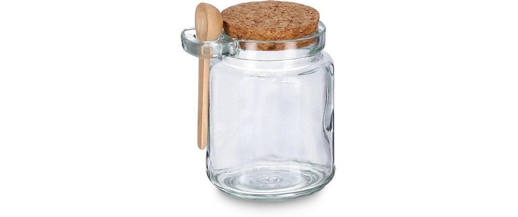 Zeller Present Bocal à provisions avec cuillère 0.24 l, Transparent/Brun