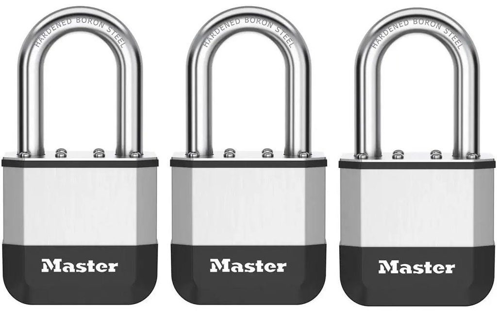 Masterlock Cadenas Elite 45 mm 3 pièces Argenté Aluminium/Caoutchouc/Acier