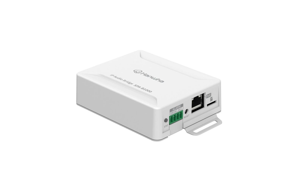 Hanwha Vision IP Audio Bridge SPA-B1000 Analogique vers IP, POE, 15W, 24 V DC