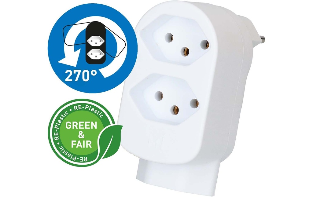 Max Hauri Connecteur multiple ADAPT 2+1x type 13 blanc rotatif Green+Fair