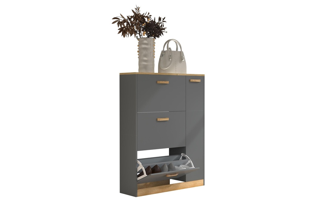 VCM Armoire à chaussures Halom L 80 x 105 cm, anthracite/chêne miel