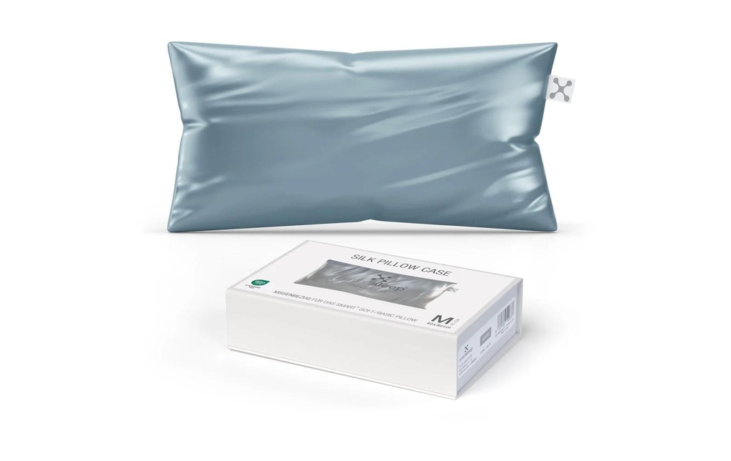Smartsleep Taie d’oreiller Soie 40 x 80 cm, bleu/gris