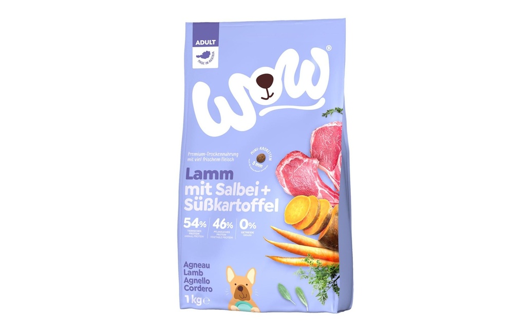 WOW Alimentation sèche Minis Adult agneau, 1 kg