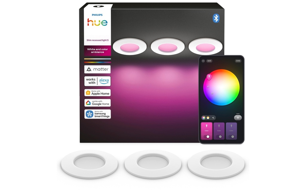 Philips Hue Plafonnier WCA Slim Recessed Light S 3 pièces, blanc