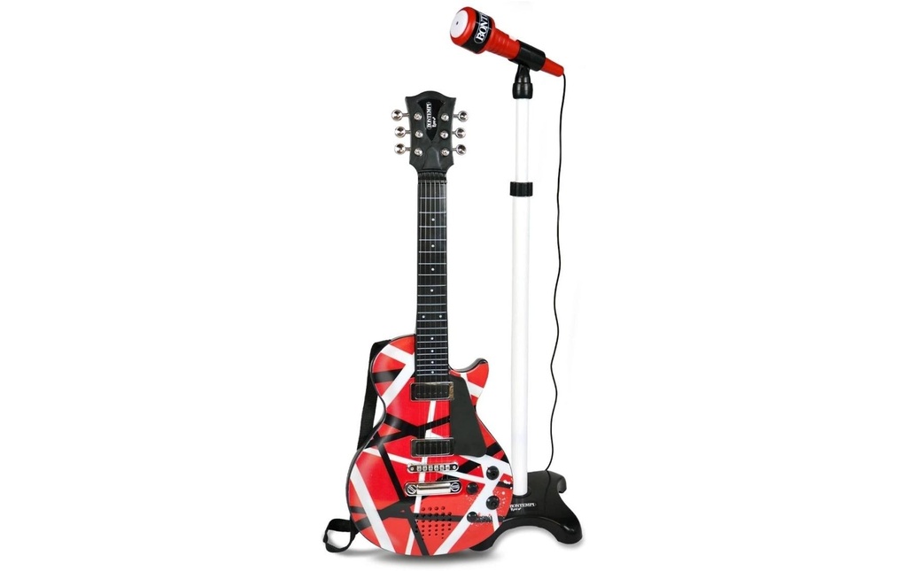 Bontempi Guitare rock avec microphone sur pied Rouge