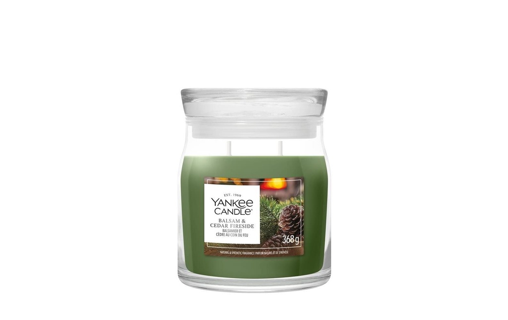 Yankee Candle Signature Bougie parfumée Balsam & Cedar Signature Medium Jar