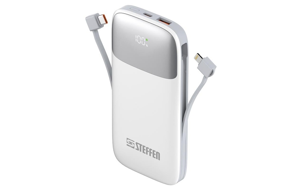 STEFFEN Chargeurs portatifs 20 W PD, 10 000 mAh, max. 12 V-1.5 A, câble intégré 10000 mAh