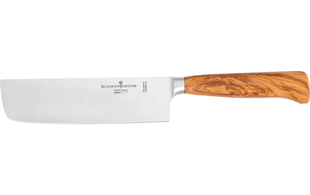 Schwertkrone Couteau Nakiri forgé en bois d'olivier Argenté/Brun
