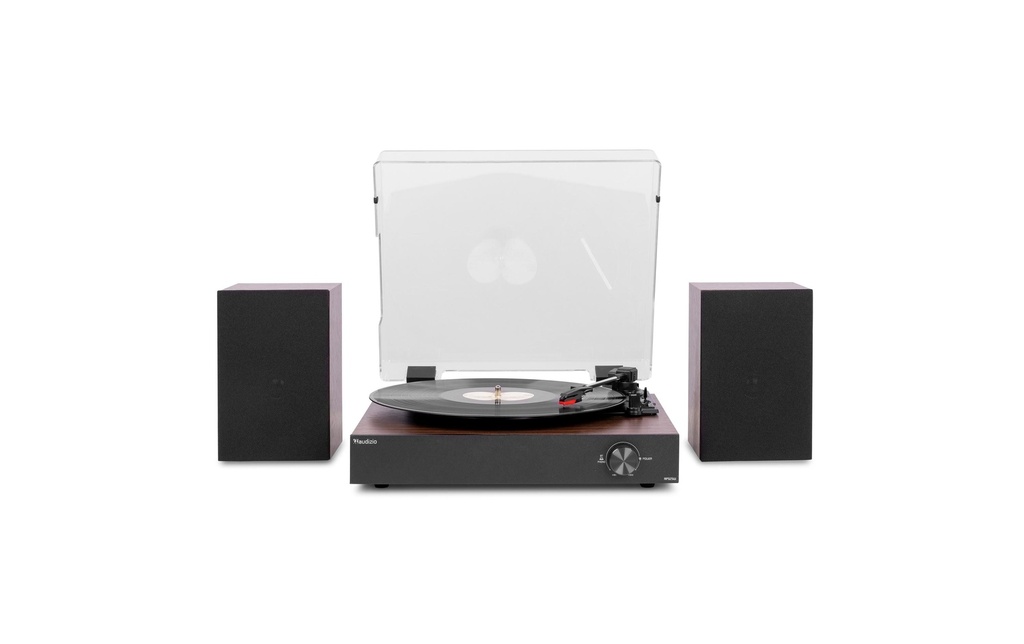 Audizio Tourne-disque Bluetooth RP325W avec haut-parleur, Brun