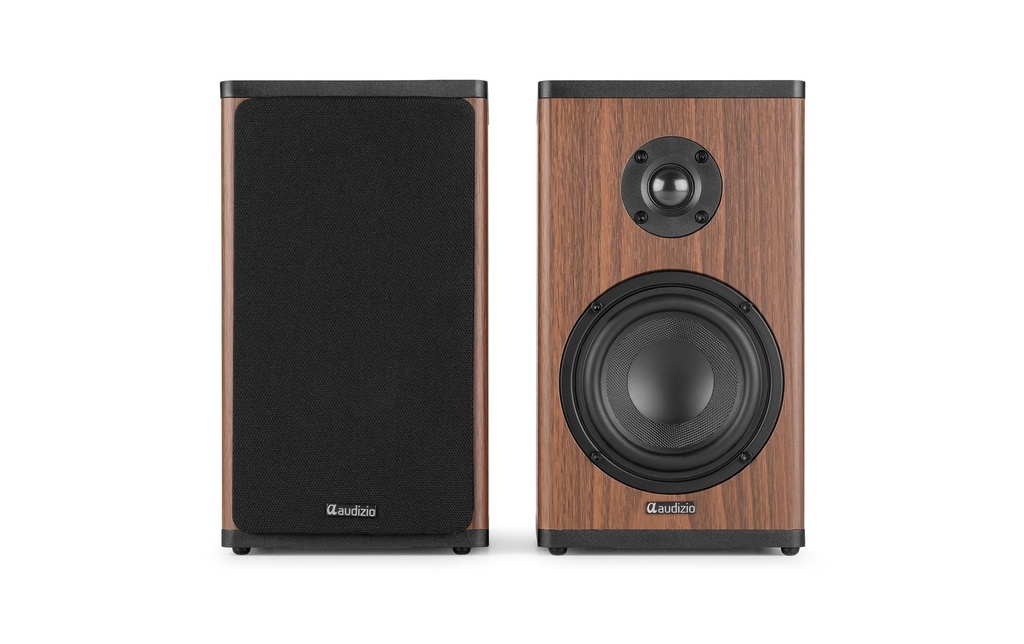Audizio Paire d’enceintes d’étagère BS20-DW 50 W, BT, batterie, bois Brun
