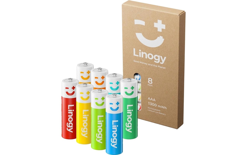 Linogy Batteries rechargeables au lithium Linogy AAA 866.67 mAh, 8 Pièce/s