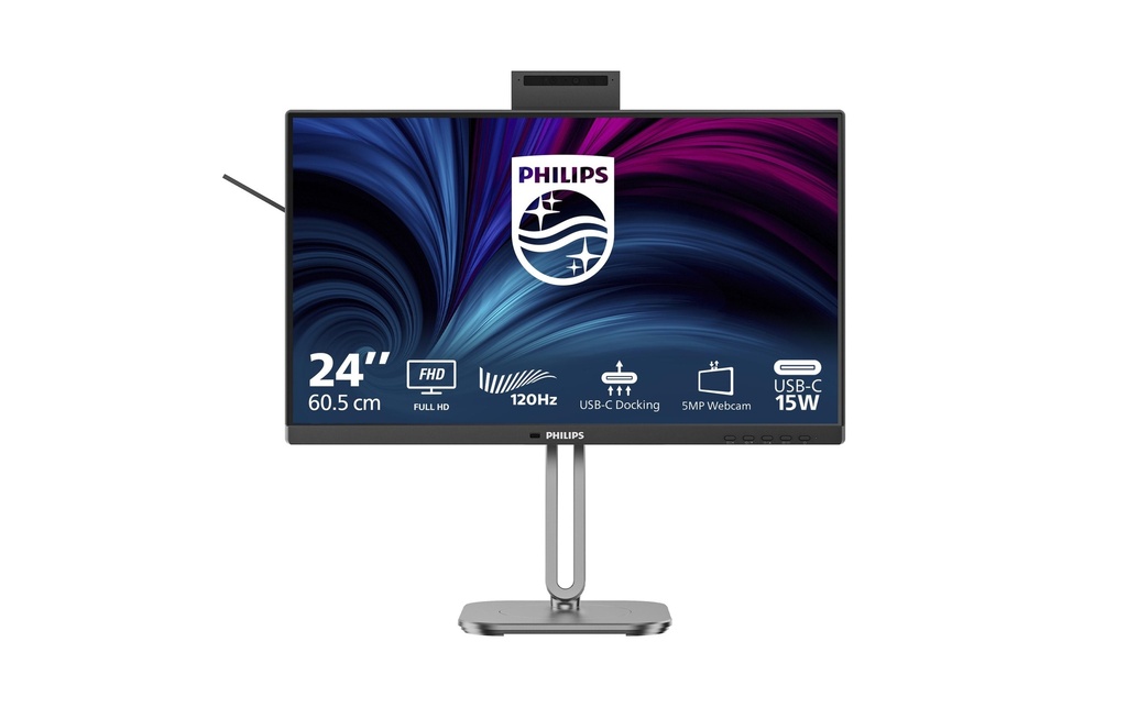 Philips 24B2U4301H/00 23,8 pouces Full HD IPS 120 Hz avec webcam, couleur argent