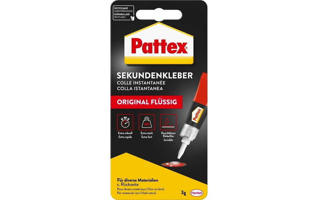 Pattex Colle instantanée PSK1C 1 x 3 g, Transparent