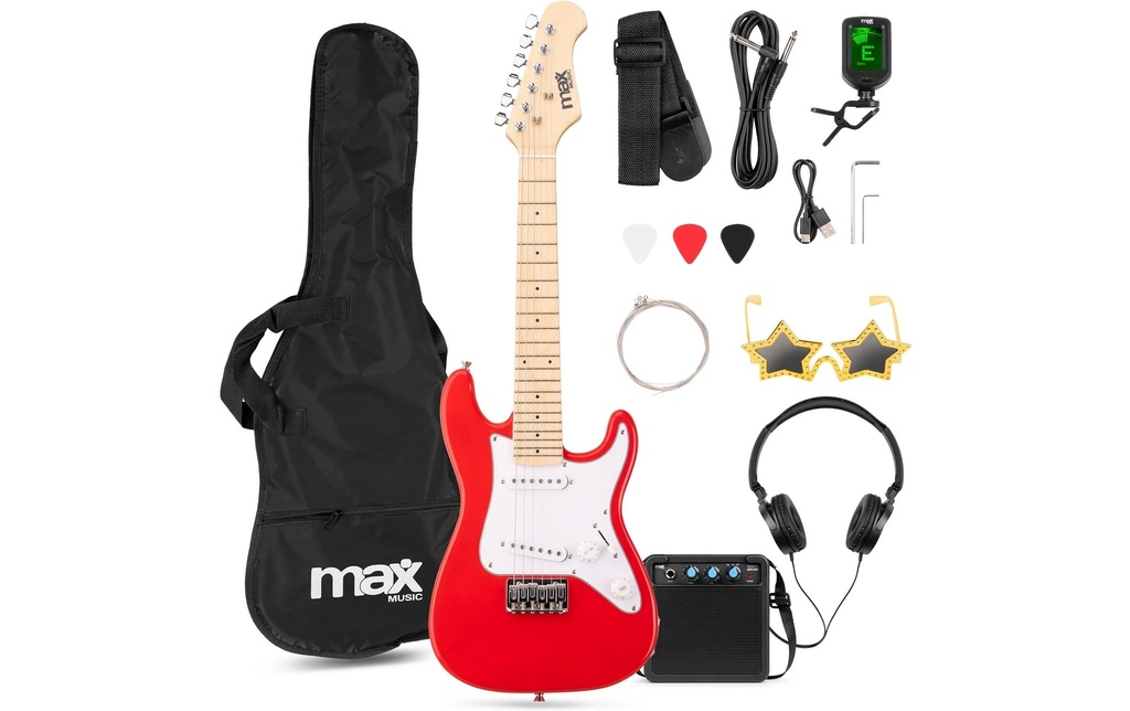 MAX Guitare électrique GigKit Junior 1/4 1/4 rouge
