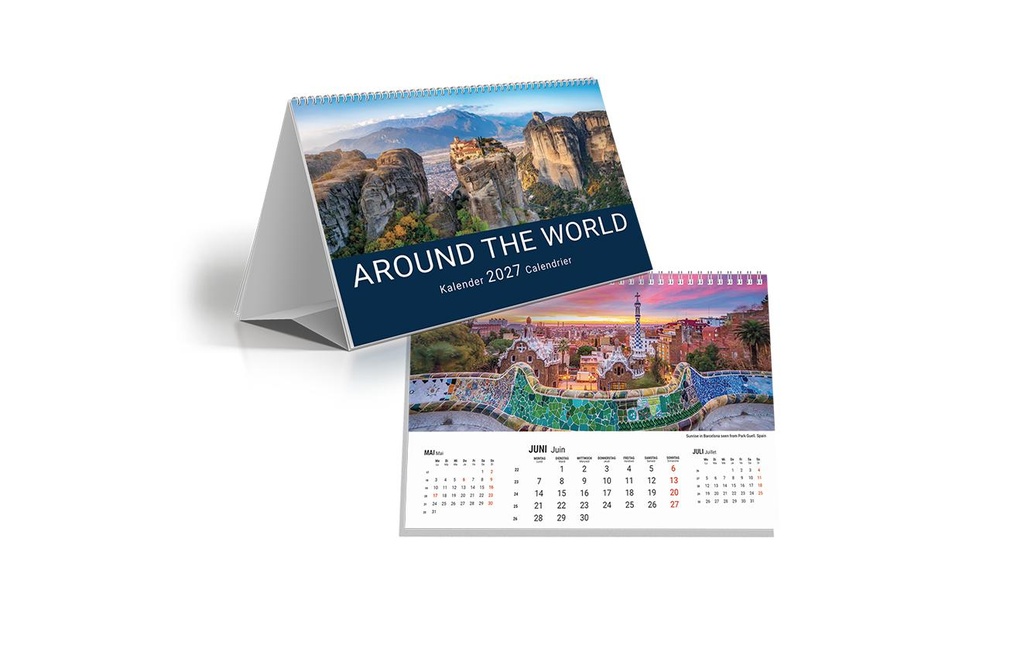 Simplex Agenda de table Autour du monde 2027 Planificateur sur 3 mois
