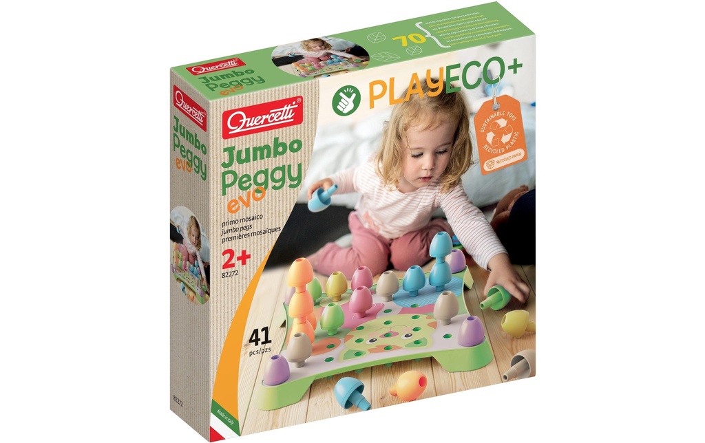 Quercetti Jeu d'encastrement en mosaïque PlayEco+ Jumbo Peggy (41 pièces)