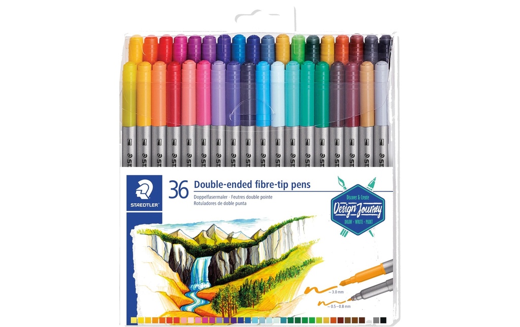 Staedtler Stylo à double pointe 36 couleurs gris argenté