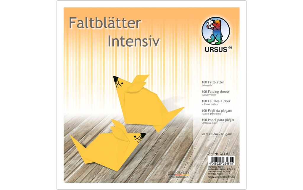 URSUS Dépliants intense uni 20 x 20 cm 100 feuilles jaune maïs