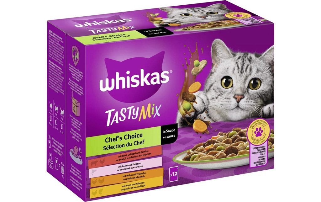 Whiskas Tasty Mix Choix du chef Multipack en sauce 12 x 85 g