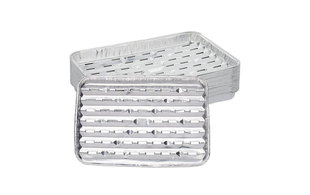 relaxdays Barquettes pour barbecue Angulaire, aluminium, set de 25, argent, 34 x 22 cm