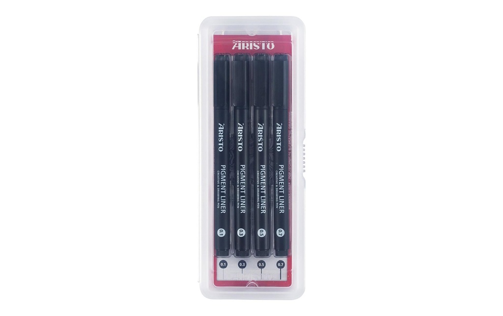 Aristo Pigment Liner set 4 pcs noir, épaisseurs 0.1/0.3/0.5/0.7 mm