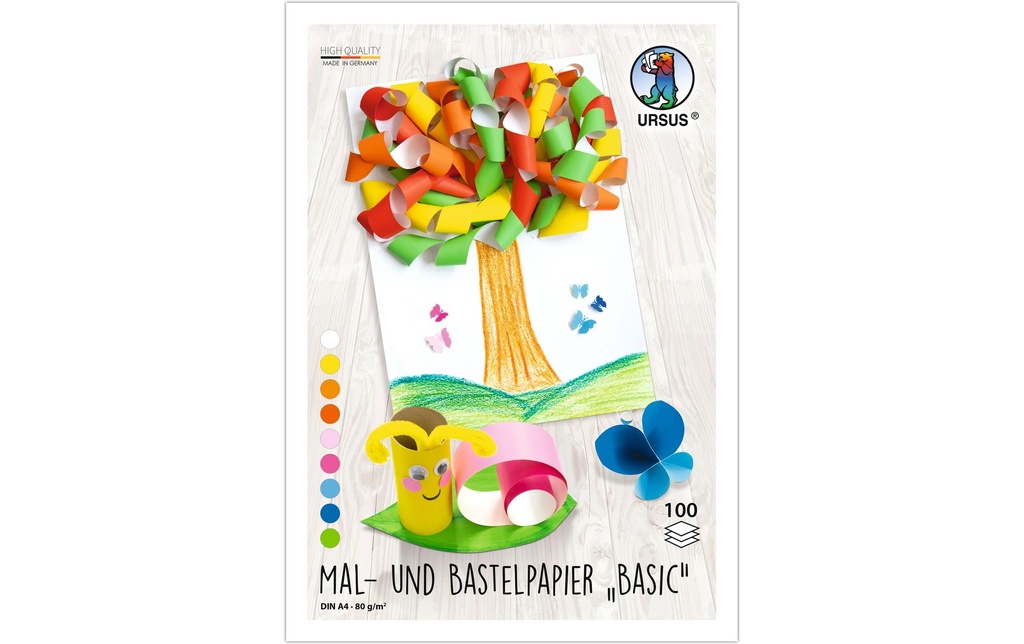 URSUS Papier à dessin et de bricolage A4 80 g/m² 9 couleurs assorties