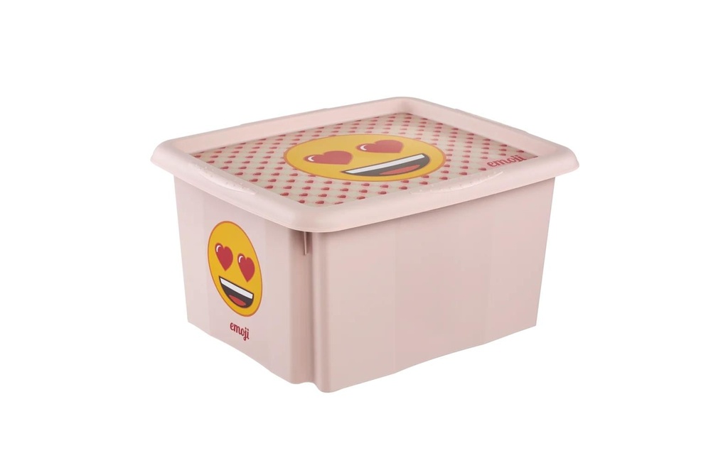 keeeper Karolina Boîte de rangement plastique 30 l Rose Emoji Hearts