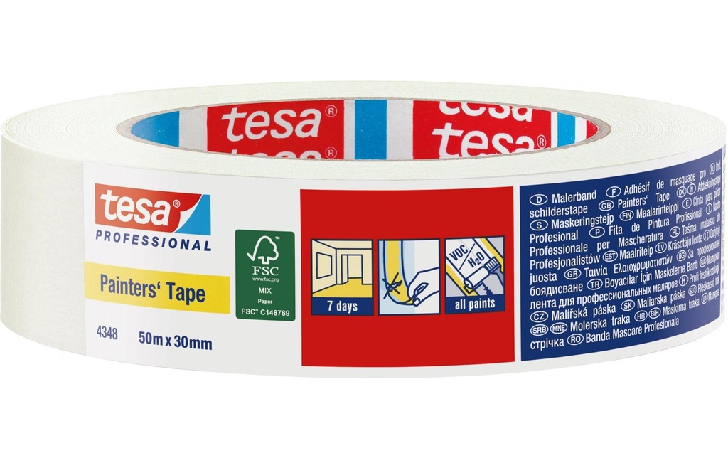 tesa Ruban de masquage en crêpé (Painters Tape) 50 m x 25 mm, chamois