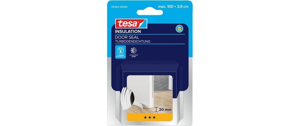 tesa Joint de bas de porte UNIVERSAL Mousse blanche 1 m x 38 mm