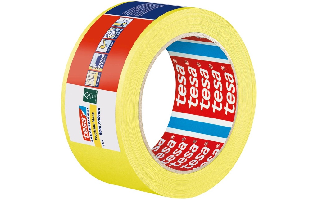 tesa Ruban de masquage Precision Mask jaune 50 m x 50 mm, jaune