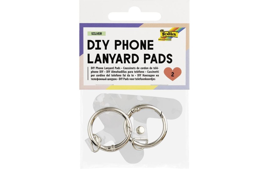 Folia Coussinets pour cordons de téléphone à faire soi-même transparent argenté, 2 pièces