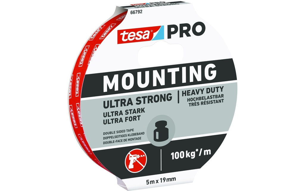 tesa Fixation PRO Ultra Strong 19 mm x 1.5 m, Blanc