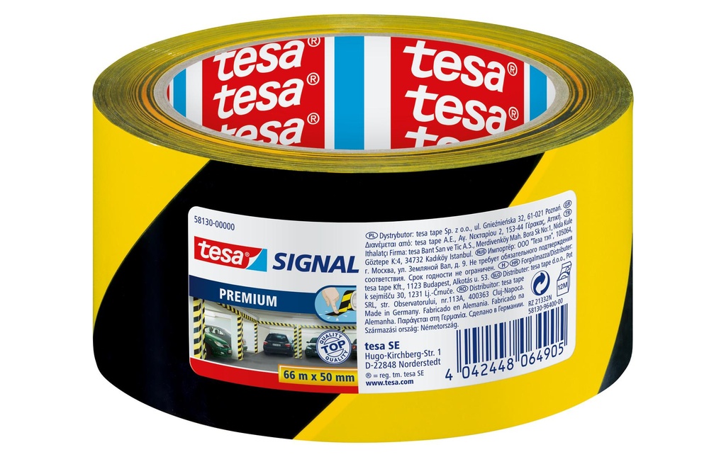 tesa Ruban adhésif de marquage 50 mm x 66 m, Rouge/Blanc