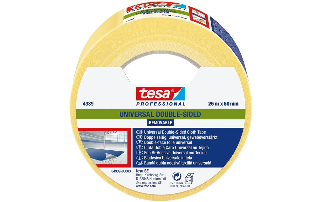 tesa Universal amovible 04939-00003-11 50 mm x 25 m, Blanc