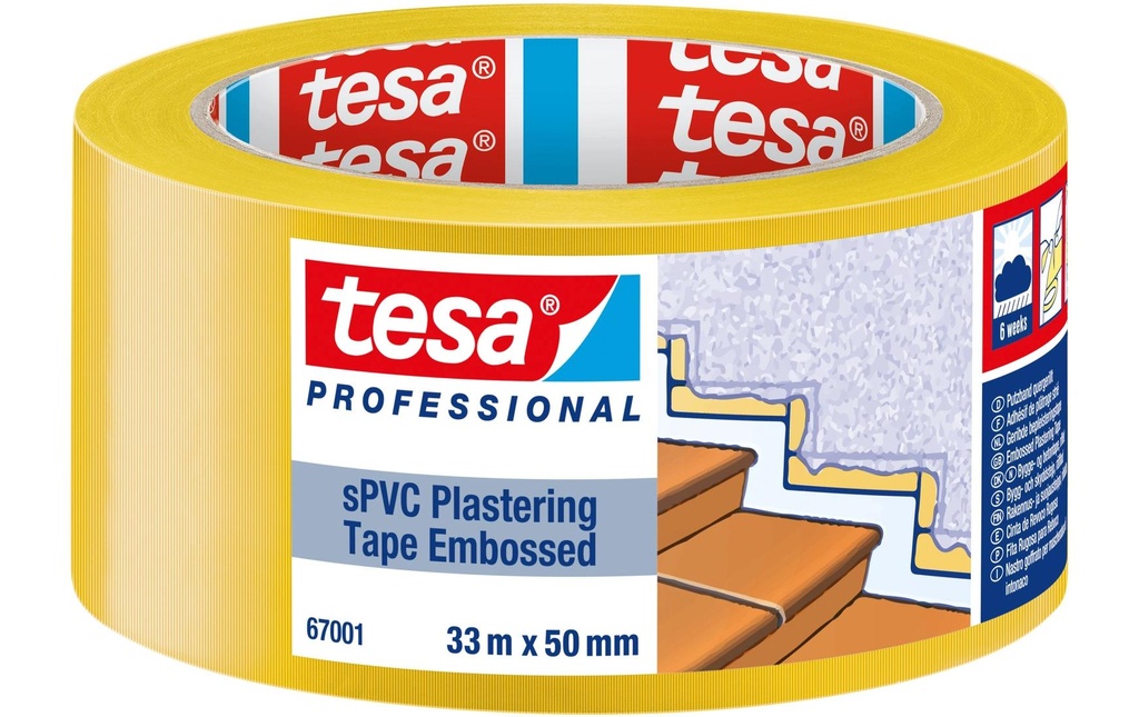 tesa Bande de nettoyage 67001 50 mm x 33 m, Jaune