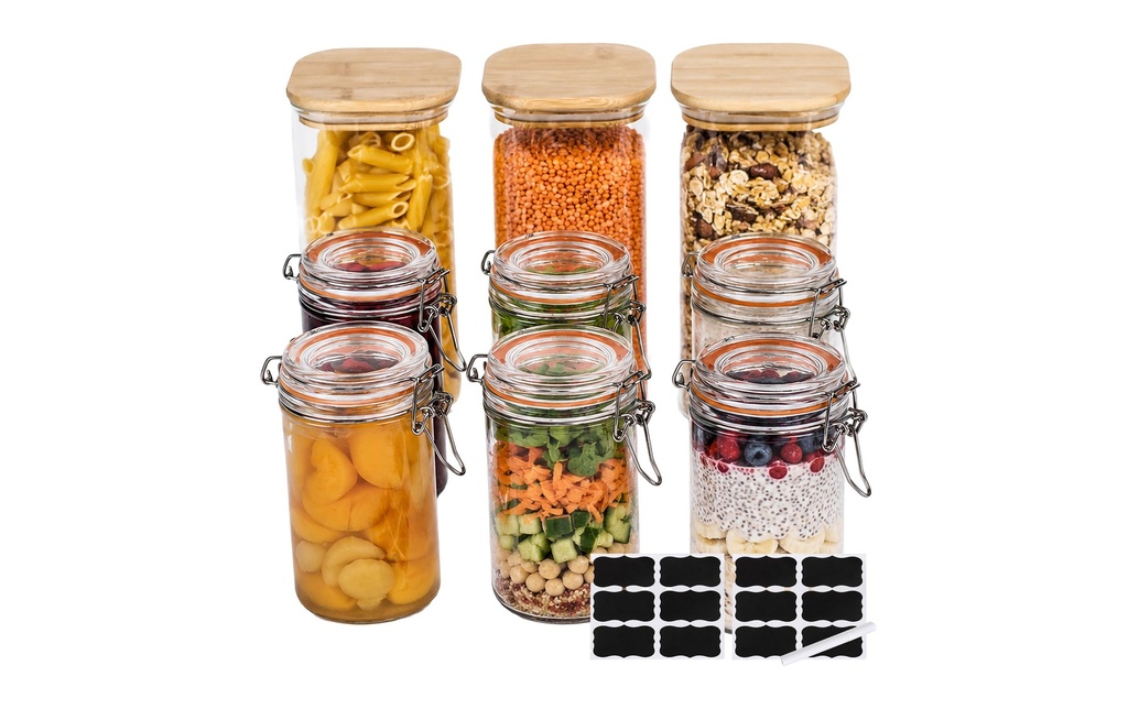 relaxdays Bocaux à provisions 1500 ml, 9 Pièce/s