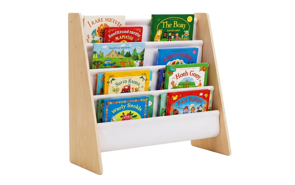relaxdays Étagère pour enfants Contreplaqué pin polyester blanc marron clair