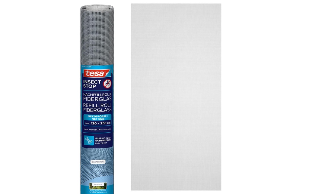 tesa tissu de remplacement Tissu en fibre de verre anthracite 1,2 x 2,5 m