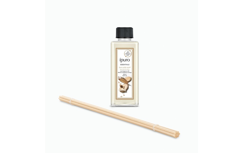 ipuro Bâtonnets parfumés Recharge Cedar Wood avec bâtonnets 200 ml