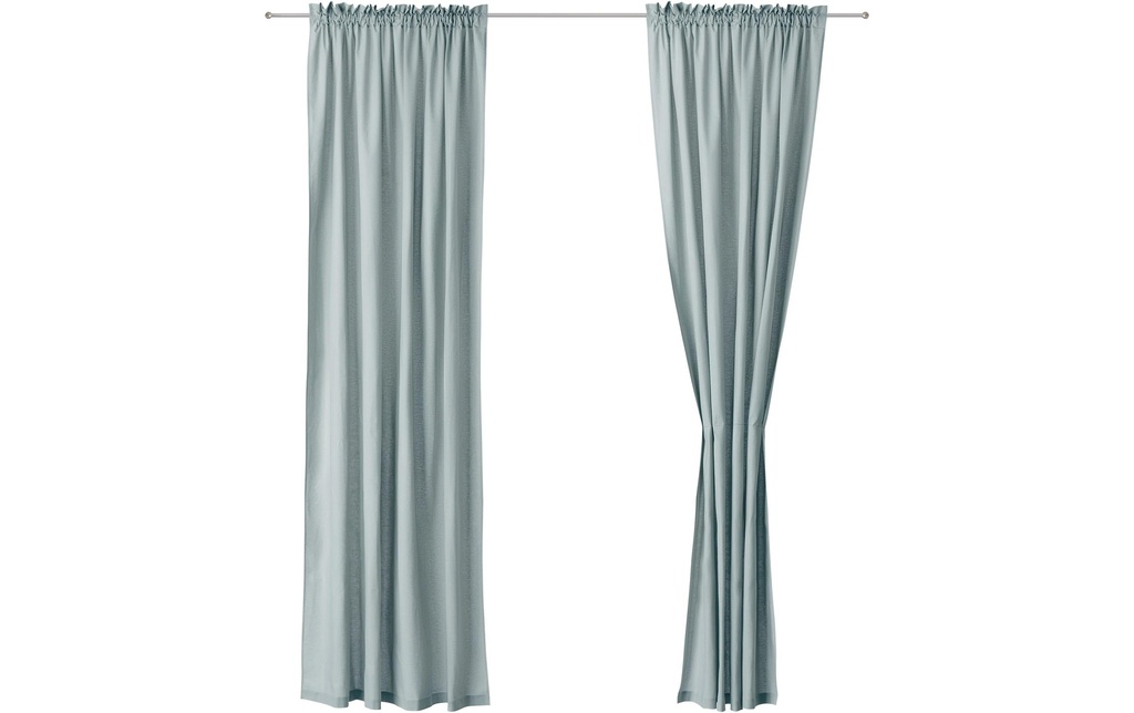 Urbanara Rideau Solana clair, Vert-gris, 140 x 245 cm