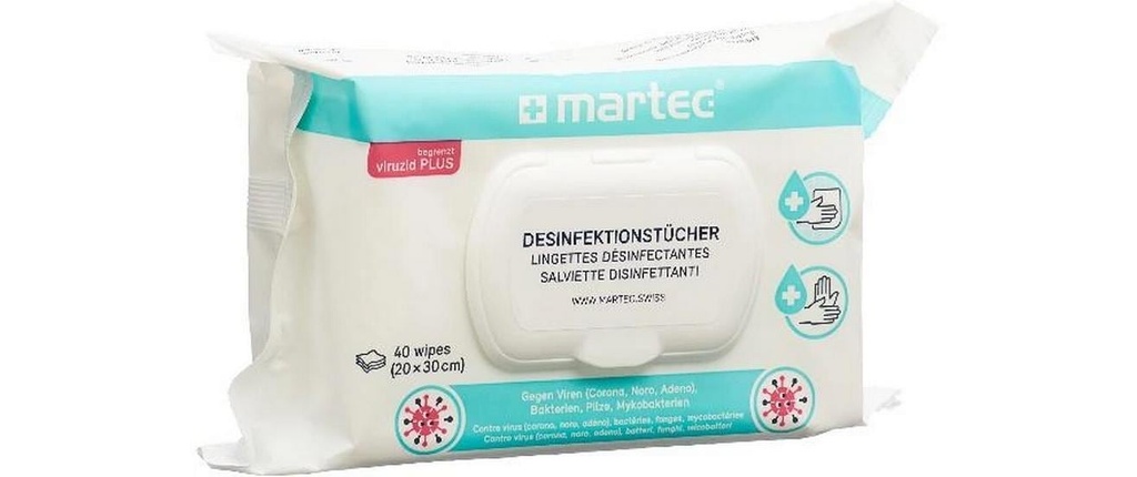 MARTEC Lingettes désinfect.Aloe (40 pces)