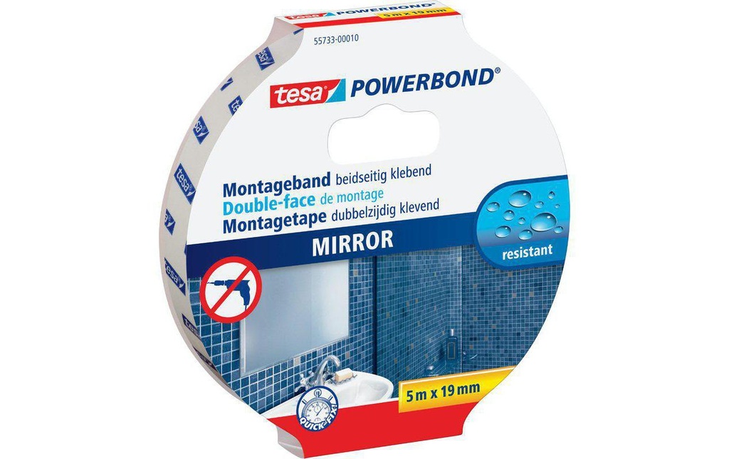 tesa Ruban de montage Powerbond 19 mm x 5 m, Blanc