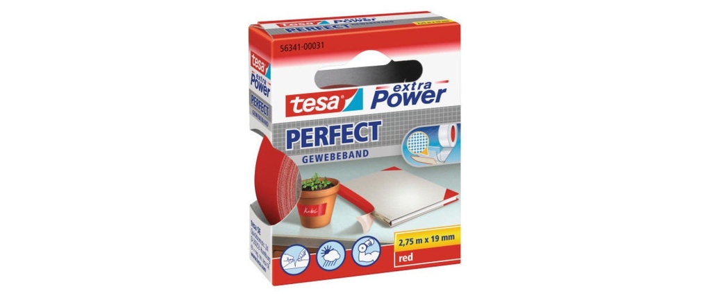 TESA Ruban tissu 19mmx2.75m rouge (275 pces)