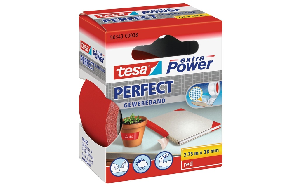TESA Ruban tissu 38mmx2.75m rouge (275 pces)