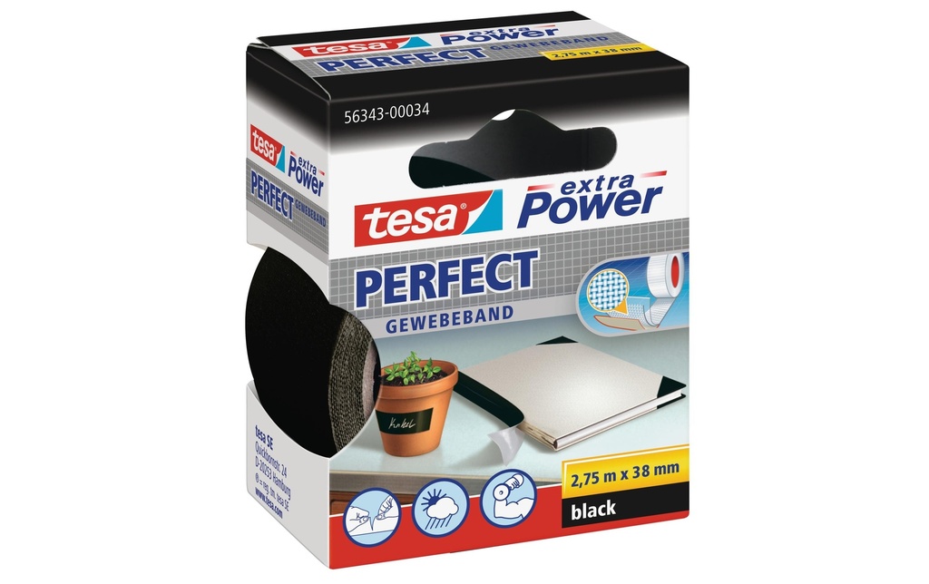TESA Ruban tissu 38mmx2.75m noir (275 pces)