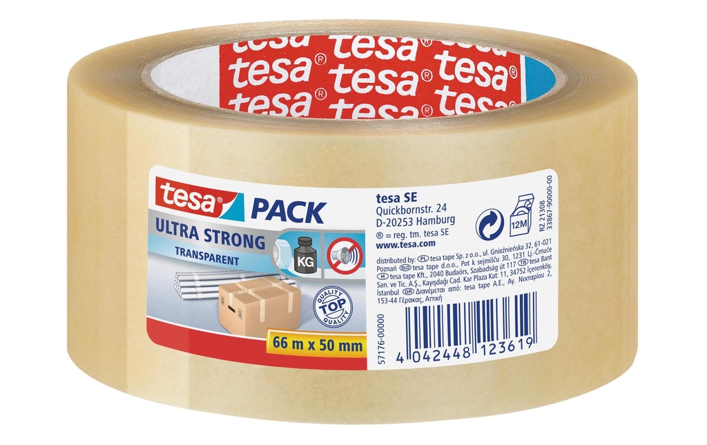 tesa Ruban adhésif ultrastrong 50 mm x 66 m, 1 rouleau Transparent